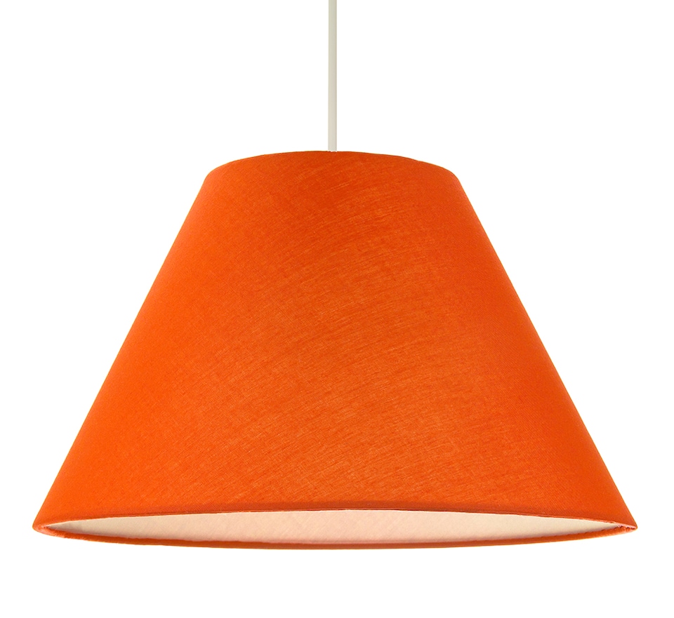 image 1 of 12 Inch Vibrant Orange Cotton Coolie Lampshade Suitable for Table Lamp or Pendant | Orange