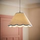 image 2 of ValueLights Florie Natural Large Taper Lamp Shade Scallop Blue Trim & Bulb | Blue