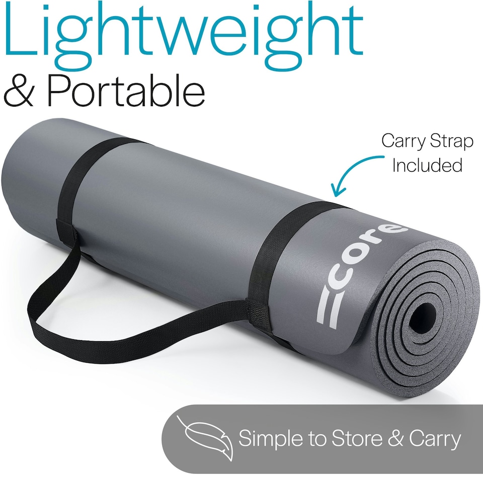 image 1 of Pilates Mat with Strap (10mm Thick) - Grey