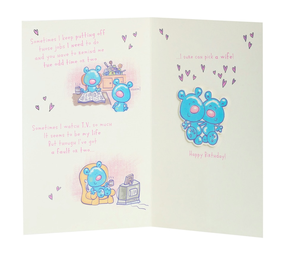 image 1 of Wife Birthday Card - Humourous bear couple