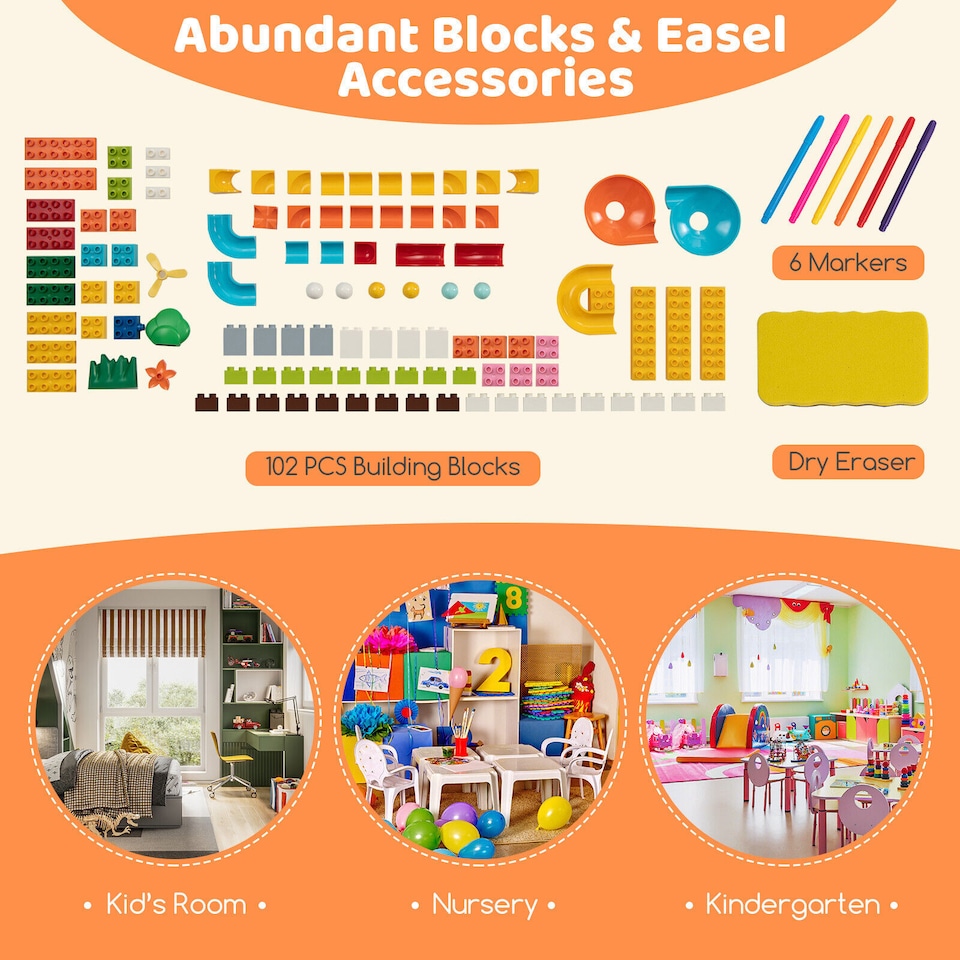 image 1 of COSTWAY 6-in-1 Kids Play Table and Chair Set Multi