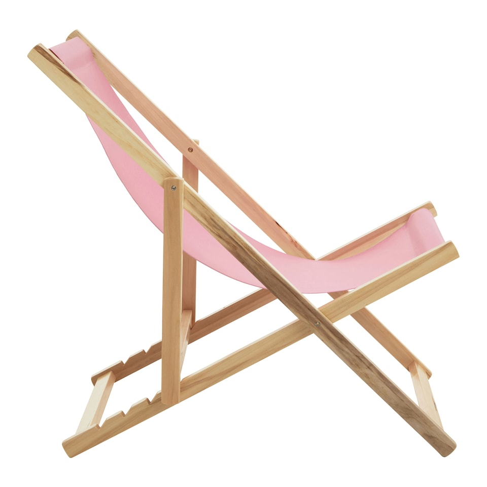 image 1 of Interiors by Premier Stylish Pink Deckchair, Adjustable Garden Chair, Ethically Sourced Lawn Chair, Sling Design Deck Chair