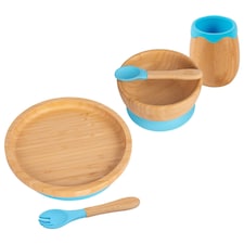 Tiny Dining 5pc Bamboo Round Baby Weaning Set - Blue