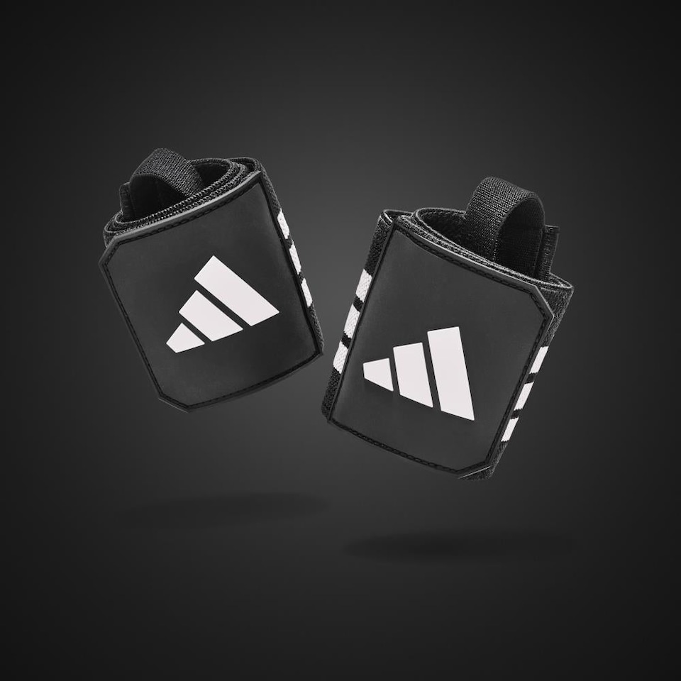 image 1 of Adidas Training Wrist Wraps — Adult Black/White, Elastic Support with Hook and Loop (Pair) | Multi | Black/White