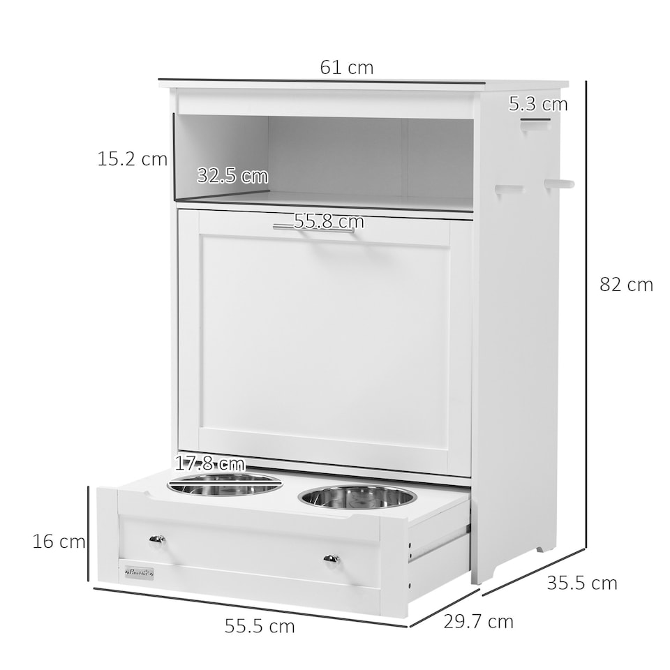 image 1 of PawHut Pet Feeder Station, Dog Cat Food Storage Feeding Station, Food Cabinet