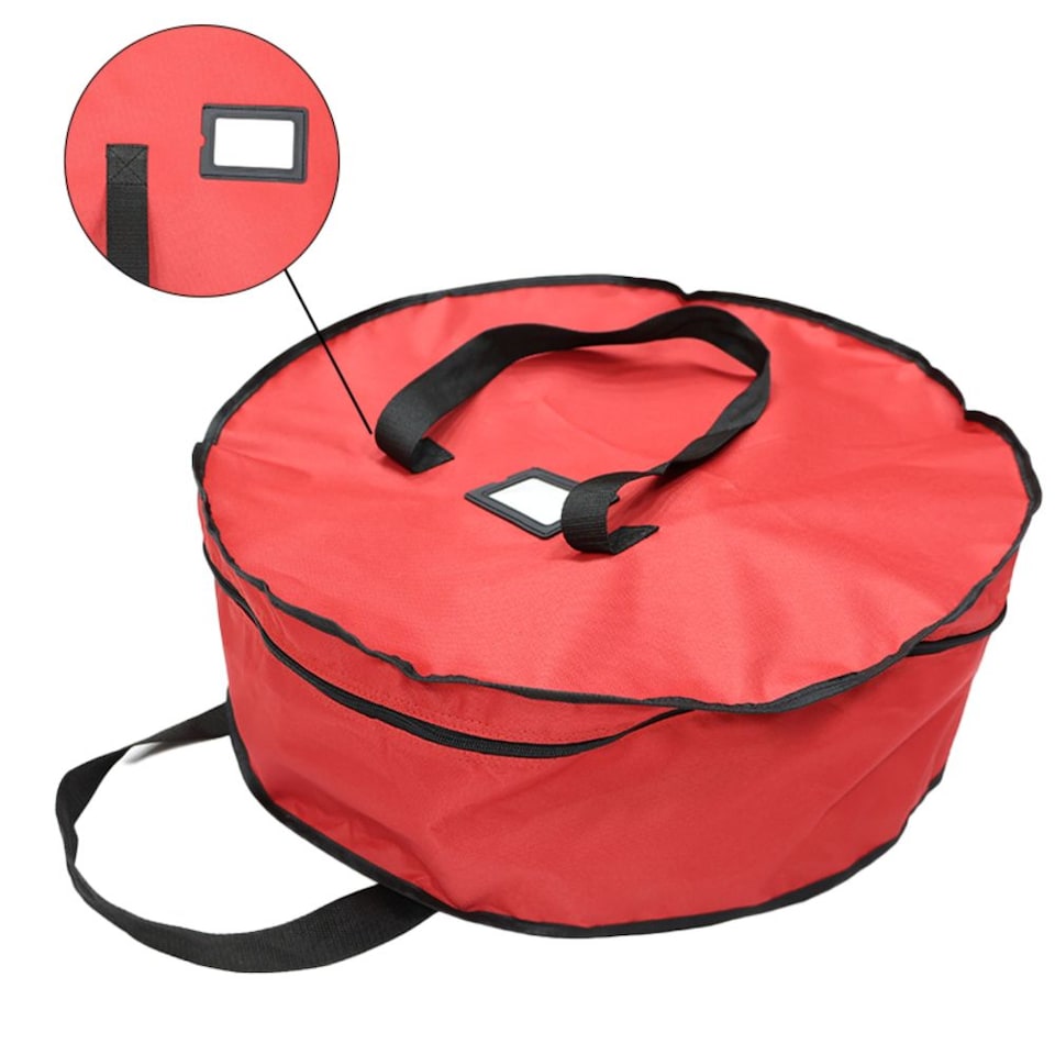 image 1 of Christmas Xmas Wreath Decoration Zip Up Sack Fabric Storage Bag