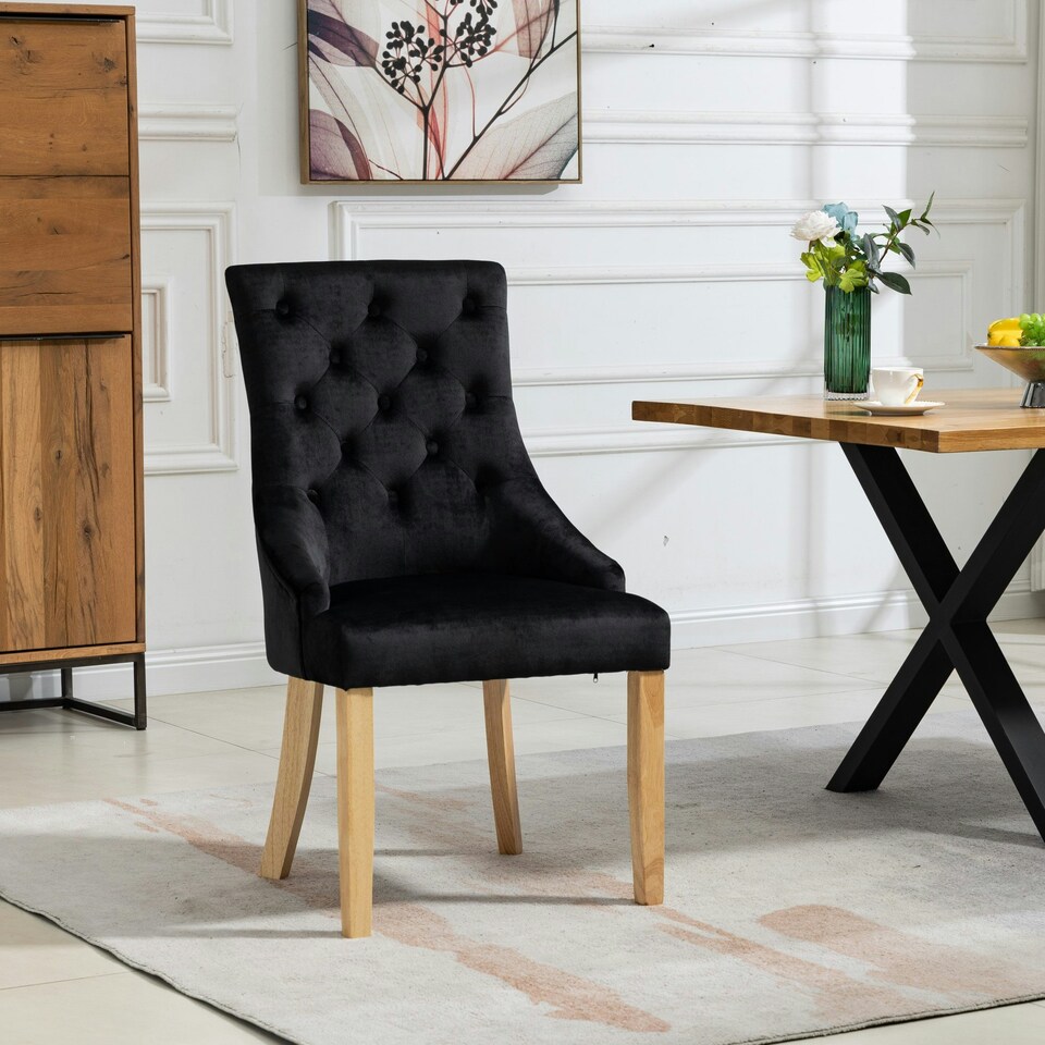 image 1 of Ravenna Velvet Dining Chairs - Set of 2 - Black