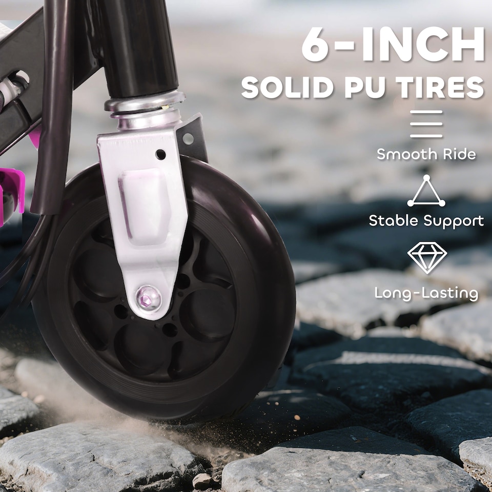 image 1 of HOMCOM Foldable Powered Scooter 120W w Adjustable Seat and Brake | Pink