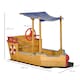 image 7 of Outsunny Kids Wooden Sand Pit Sandbox Pirate Sandboat Outdoor with Canopy Shade