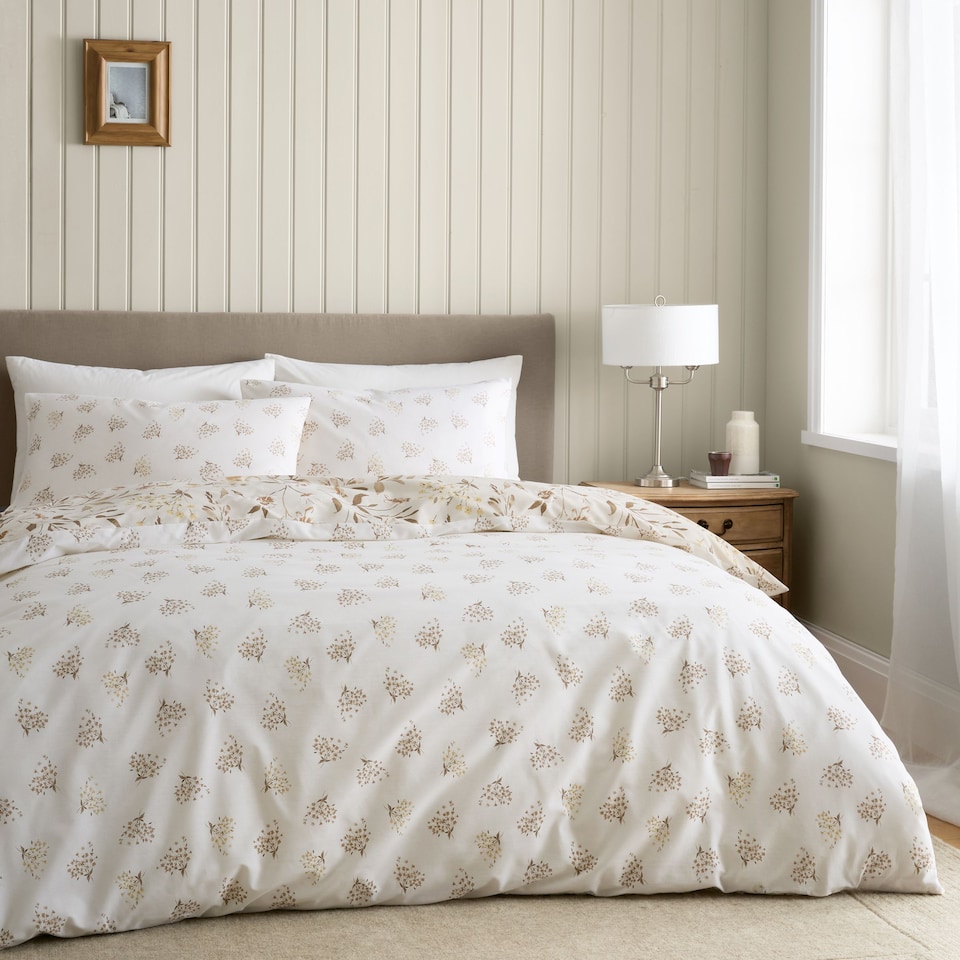 image 1 of Isadora Floral Reversible Duvet Cover Set | Cream | Natural | King