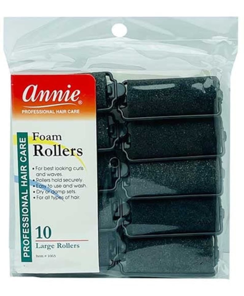 image 1 of Annie Foam Rollers Black Large 10 Count 1063