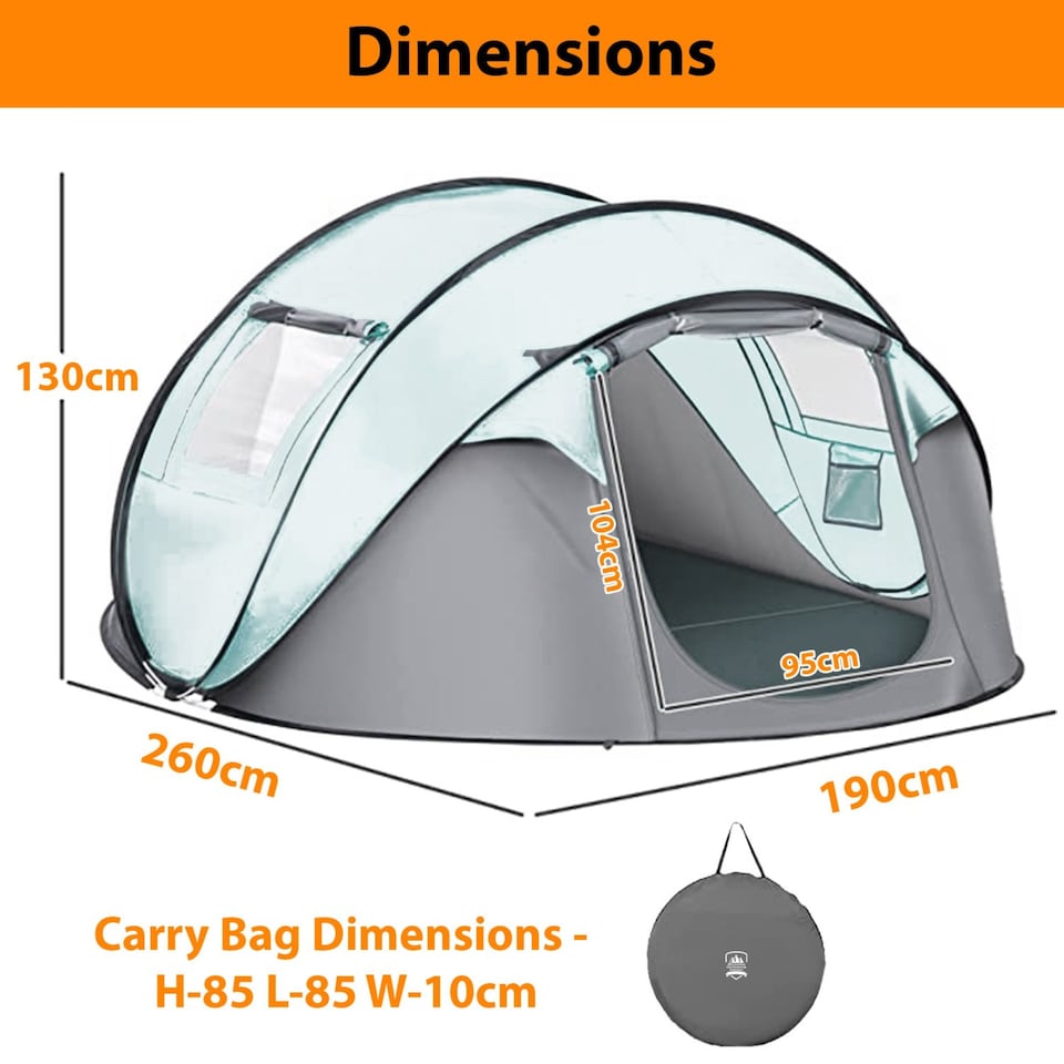 image 1 of Large Tent 4 Person Camping Tent with Easy Set Up
