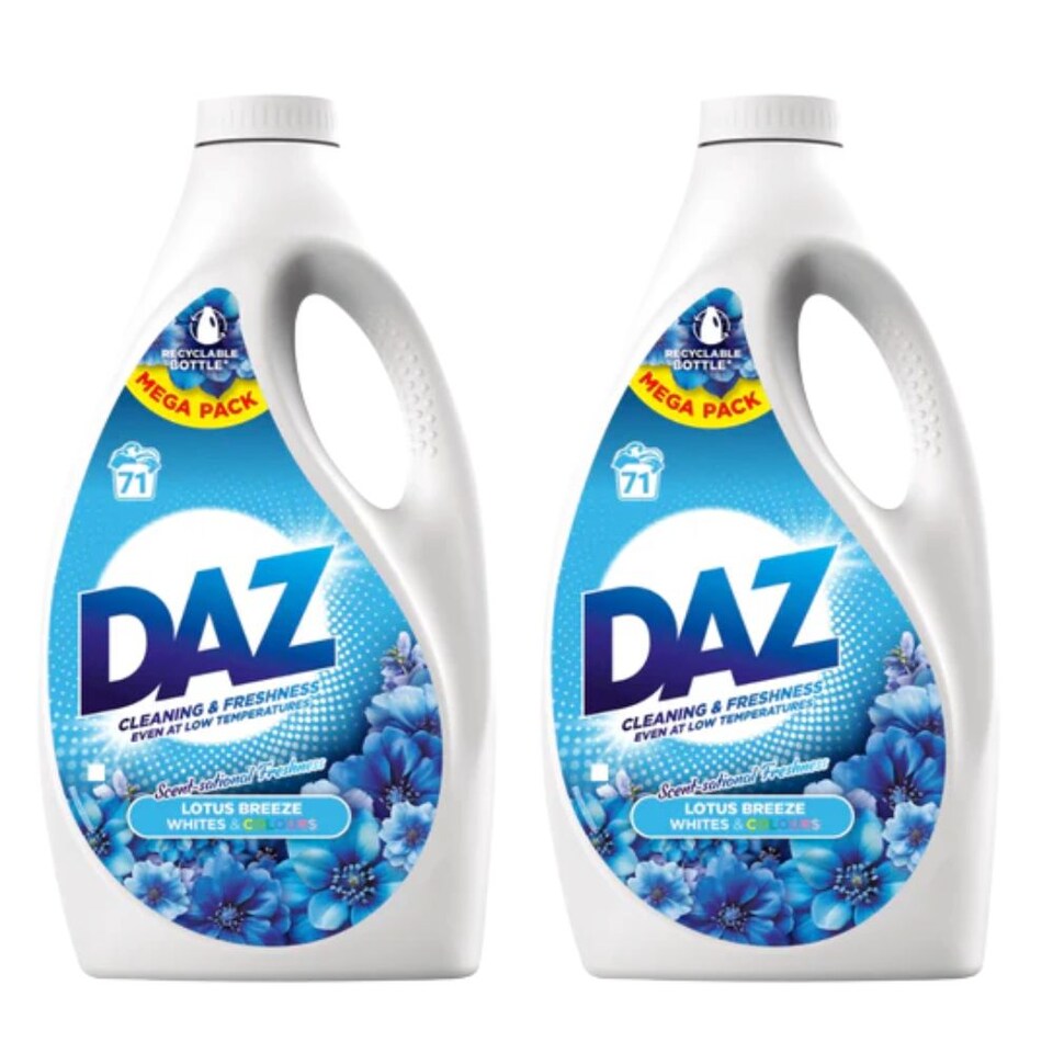 DAZ | Laundry Liquid Lotus Breeze 71 Wash | 142 Washes x 2 Bottles | 4970ml
