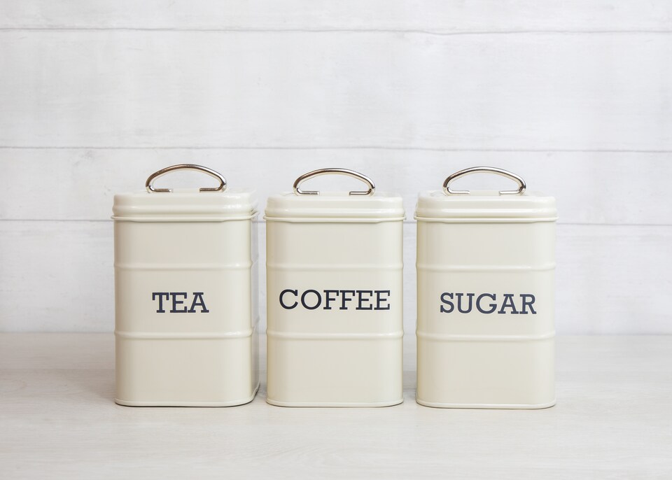 image 1 of KitchenCraft Vintage Tea Coffee Sugar Canister Set Blue