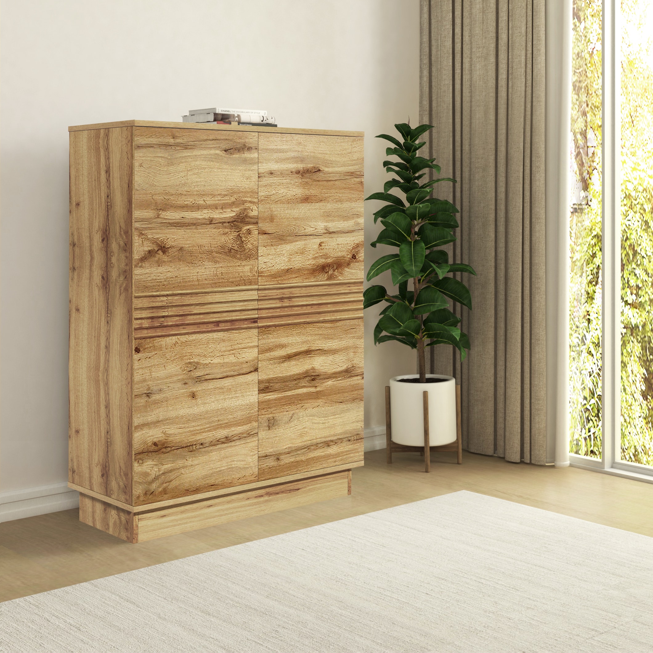 Dorel Home Toro Tall Sideboard 2D Wotan Oak, Brown
