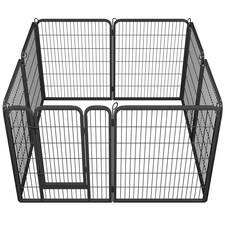 Yaheetech 8 Metal Dog Playpen Panels, 80 × 100 cm Black