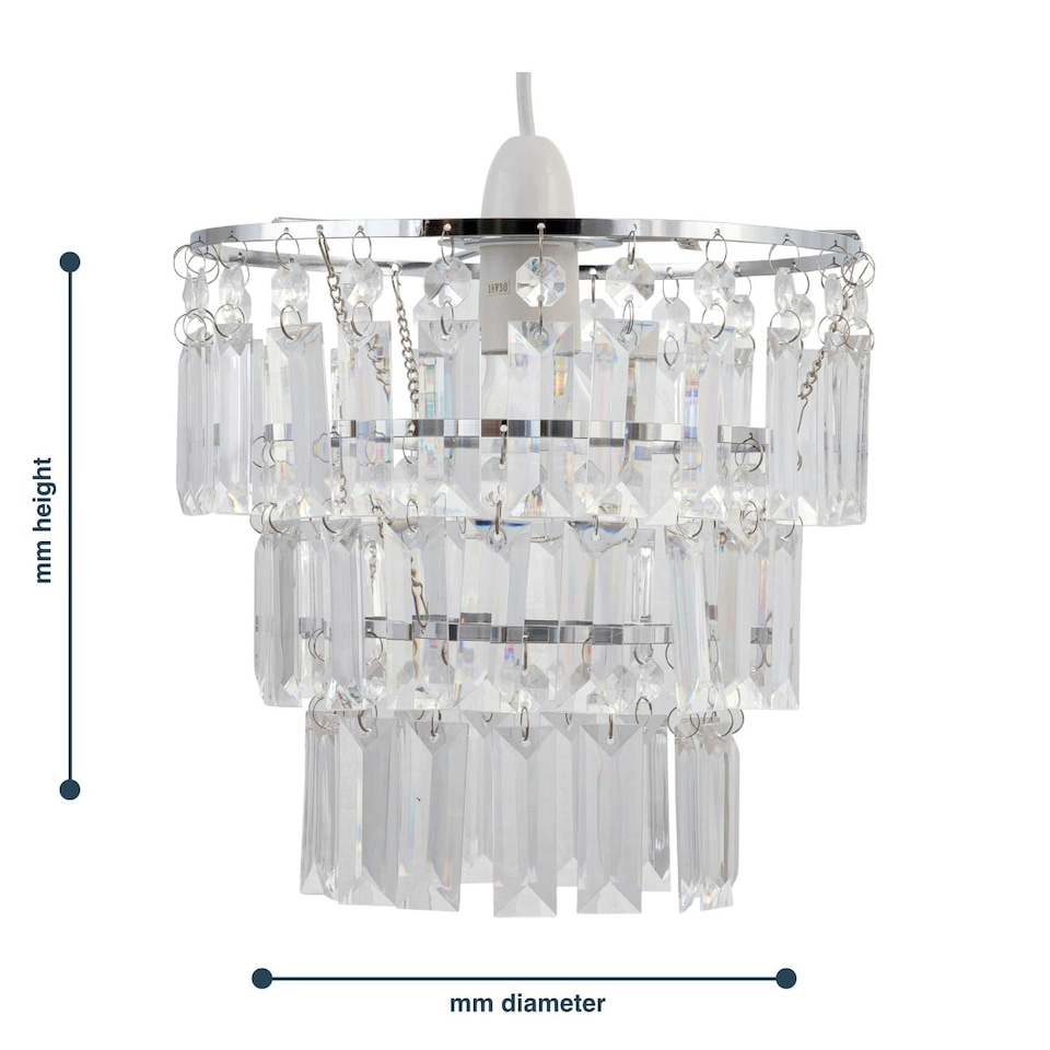 image 1 of First Choice Lighting Set of 2 Three Tier Acrylic Crystal Light Shades Clear | Chrome