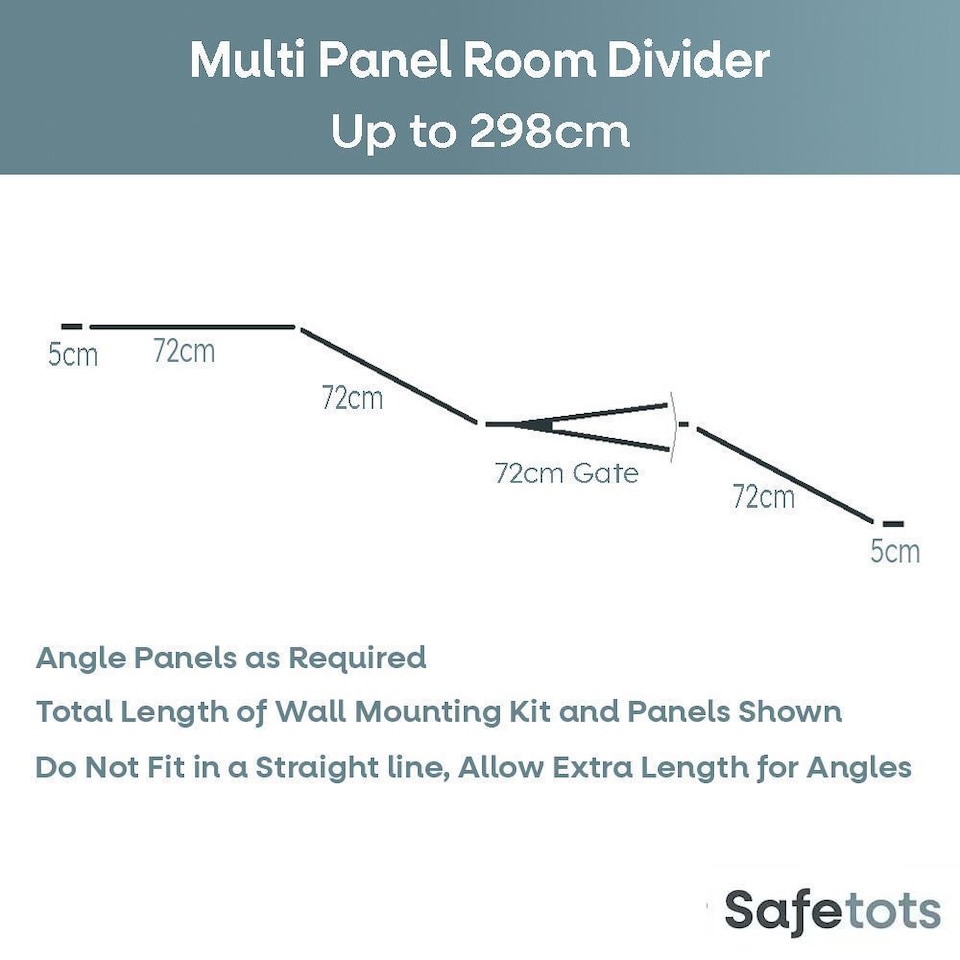 image 1 of Safetots Premium Extra Tall Room Divider, up to 298cm Wide, Black, 105cm Tall, Multi Panel Barrier for Baby and Toddler | Black