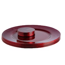 Argon Tableware 12 Piece Metallic Charger Plates Set - Dark Red