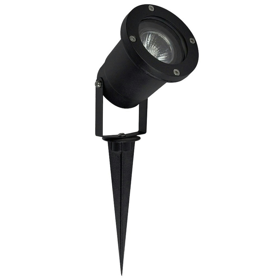 image 1 of ValueLights Pack of 10 - Ground Spike/Wall Mount IP65 Rated Outdoor Lights in a Black Finish - Complete 5w LED GU10 Bulbs 3000K Warm White