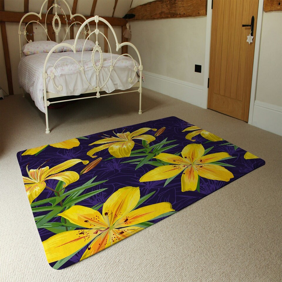 image 1 of Yellow lily flowers (Rug) Yellow | XL: 160x230cm