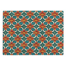 Orange Floral Tile Large Smooth Glass Worktop Protector - Kitchen Chopping Board