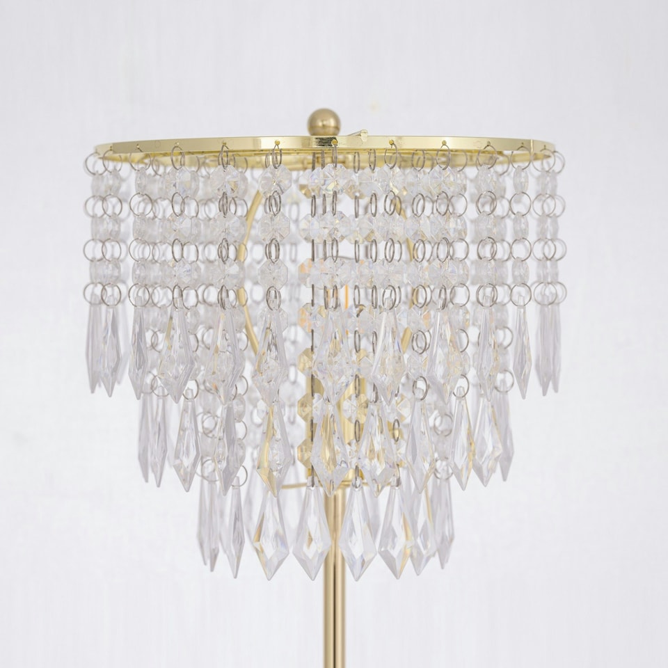 image 1 of First Choice Lighting Cascada Gold and Acrylic Crystal Jewelled Table Lamp Gold | Clear