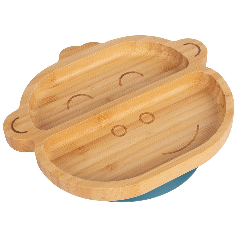 image 1 of Tiny Dining Monkey Bamboo Suction Plate - Navy Blue