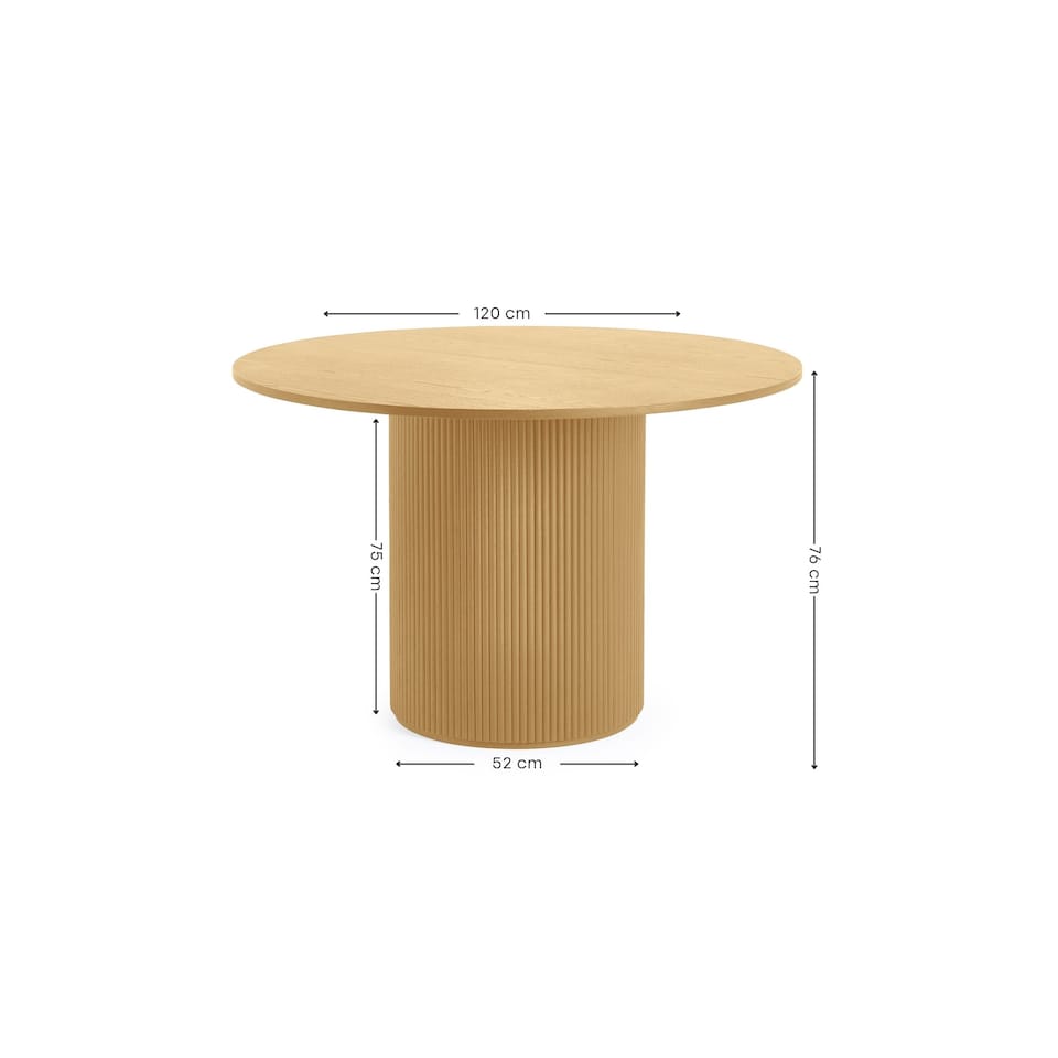 image 1 of Louis Light Oak Fluted 120cm Round Dining Table
