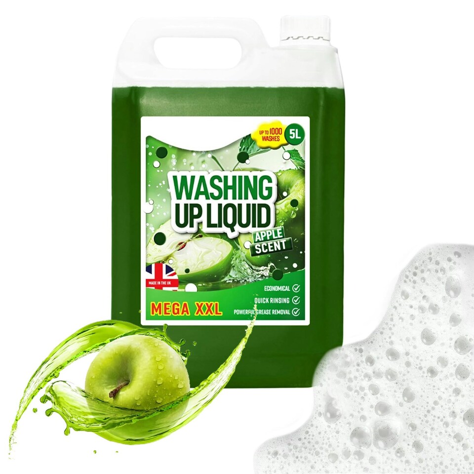 image 1 of 1 x 5 Litre Mega XXL Powerful Washing Up Liquid Apple Scented Dish Detergent