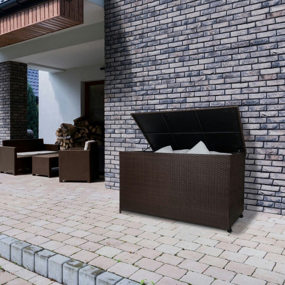 image 1 of Rattan Cushion Storage Box - Brown