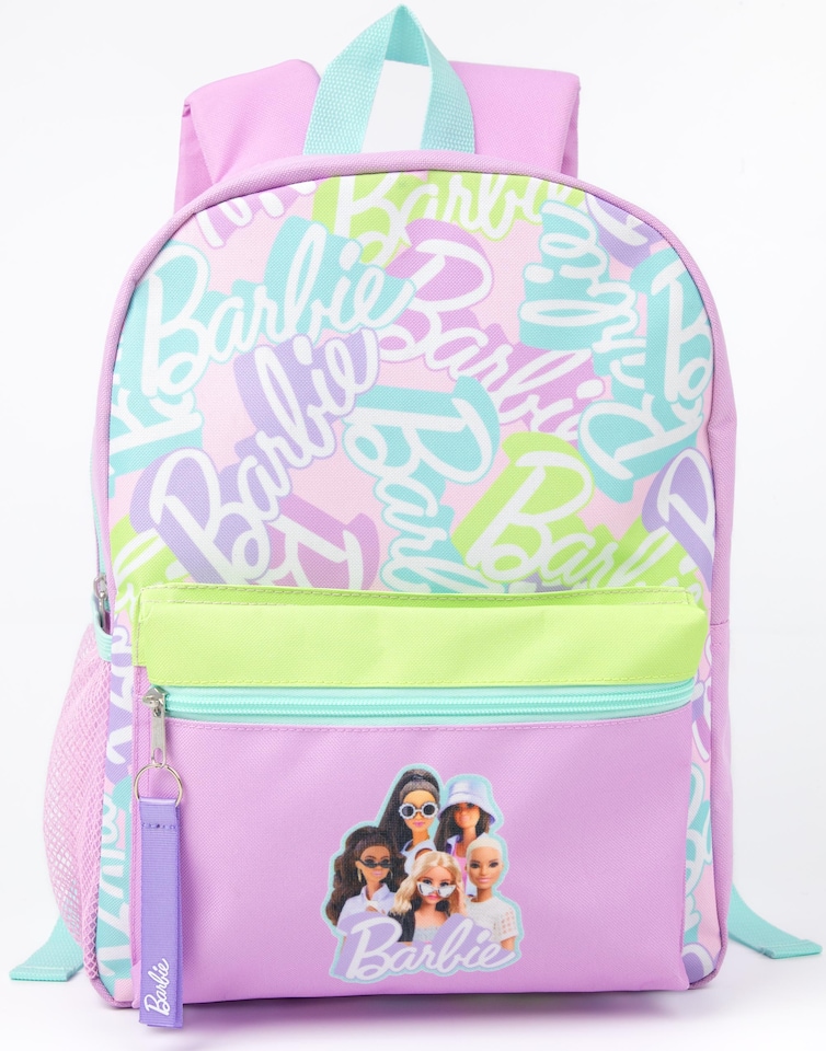 image 1 of Barbie Girls Backpack Set | Kids 4 Piece Purple Rucksack Bundle with School Bag, Pencil Case, Lunch Bag & Water Bottle | Dolls Classic Logo Graphic Complete Matching Set | Back to School Gifts | Purple | Purple