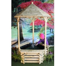 Wishing Well Fountain with Liner - Timber - W122 x H201 cm