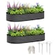 image 9 of Outsunny Set of 2 Raised Beds for Garden with Metal Plant Stakes, Dark Grey Green
