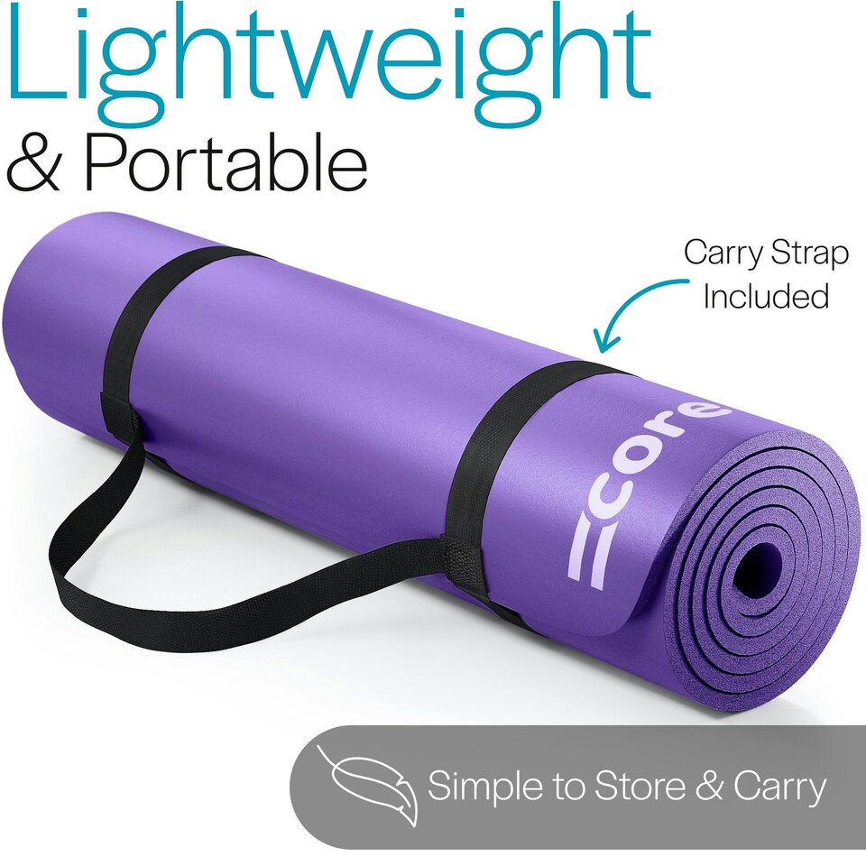 image 1 of Pilates Mat with Strap (10mm Thick) - Purple