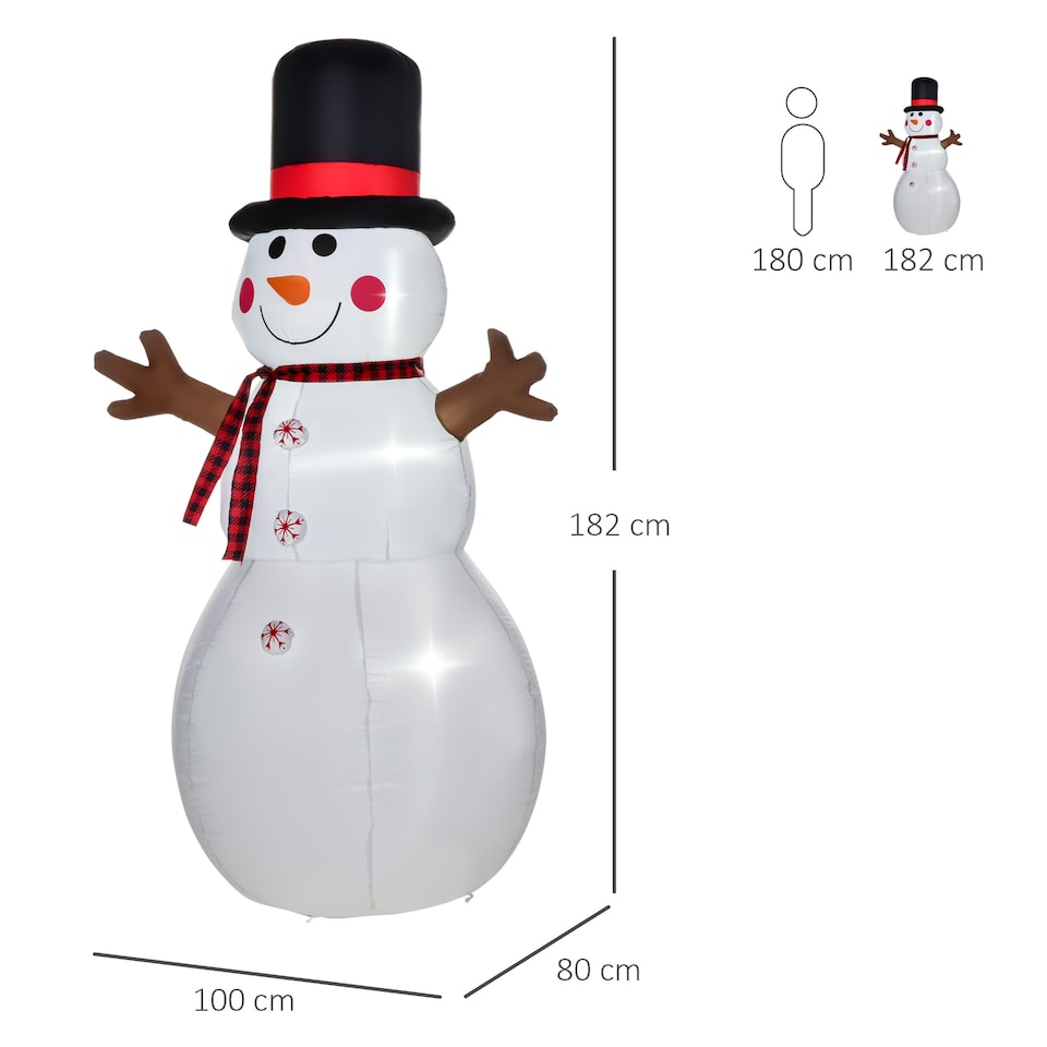 image 1 of HOMCOM 6ft Giant Inflatable Snowman Christmas Decoration w LED Lights Accessories Cute Family Fun Seasonal Outdoor Indoor
