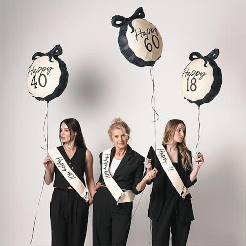 image 1 of Happy 60th Birthday Cream & Black Elegant Milestone Paper Sash | Cream | One Size