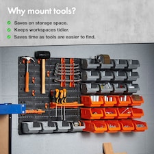 VonHaus 44 Piece Wall Mounted Pegboard for Garage Storage
