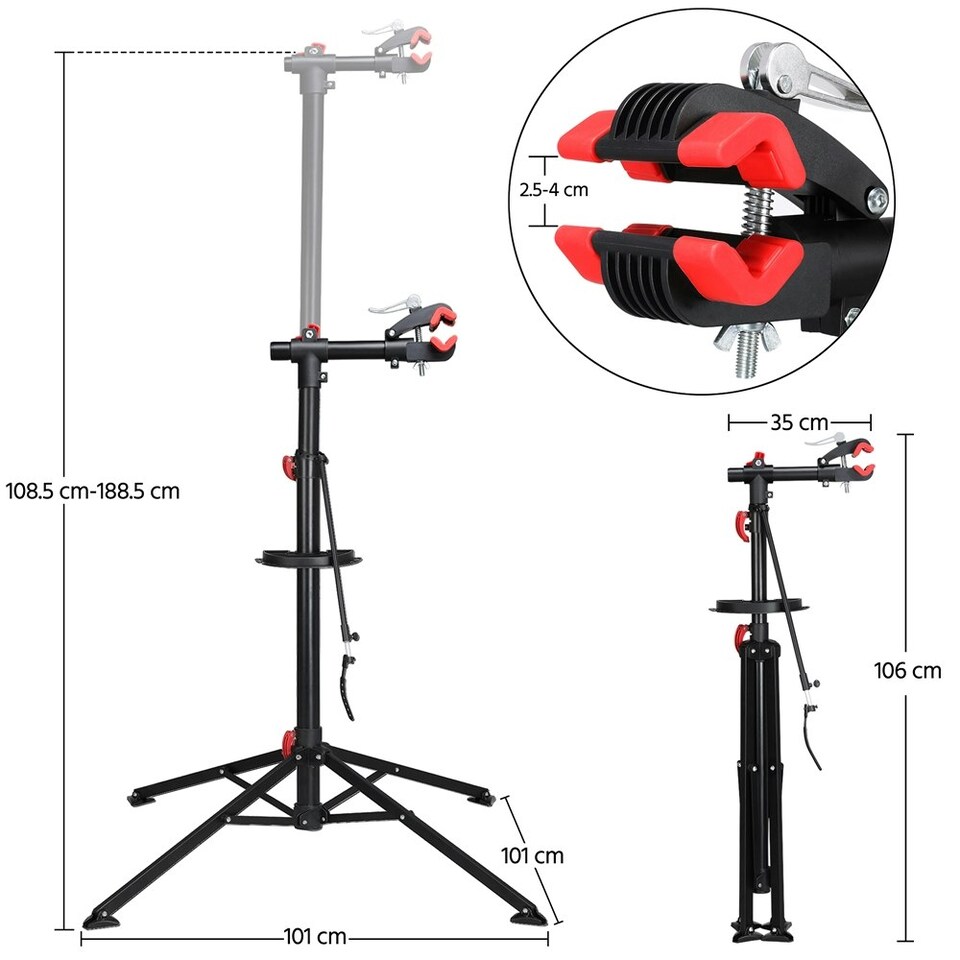 image 1 of Yaheetech Adjustable Bicycle Maintenance Stand with Multiple Quick Release Telescopic Arm