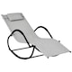 image 6 of Outsunny Patio Rocking Lounge Chair Zero Gravity Chaise w/ Padded Pillow Grey