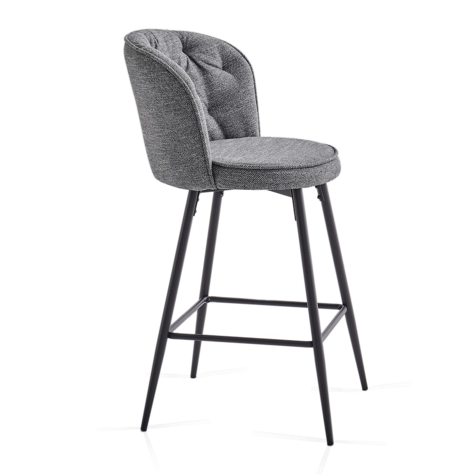 image 1 of SONARA Set of 2 Blended Woven Fabric Counter Height Bar Stools with Backrest | Grey