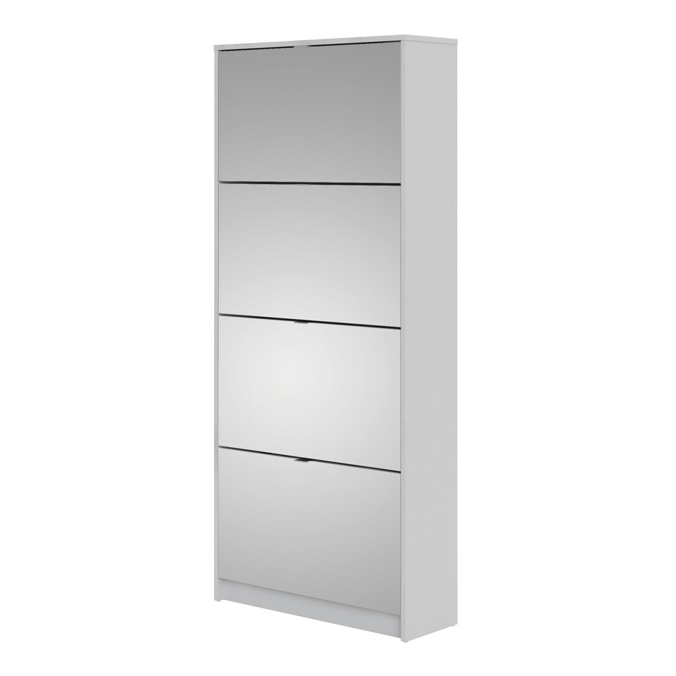 image 1 of Shoes Shoe Cabinet 4 Flip Down Mirror Doors and 2 layers in White