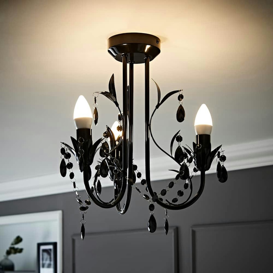 image 1 of ValueLights Odelia 3 Way Black Ceiling Light Chandelier