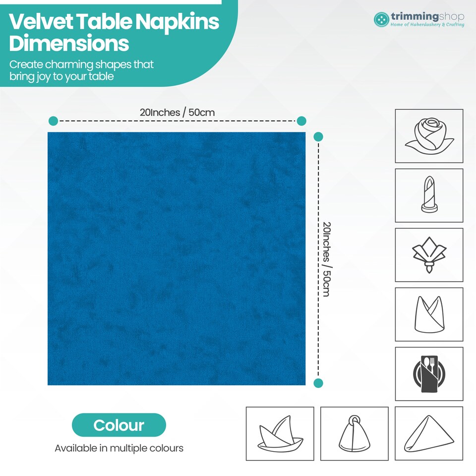 image 1 of Square Crushed Velvet Napkins, Cloth with Hemmed Edges Napkins - 20 Inch