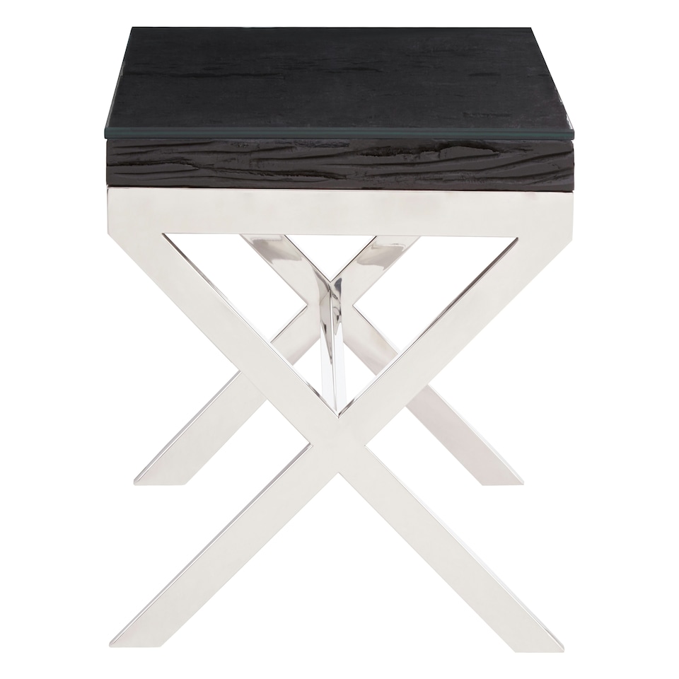 image 1 of Interiors by Premier Black Top End Table With Cross Base Black