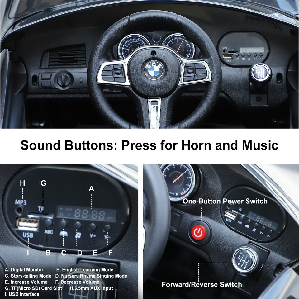 image 1 of HOMCOM Kids Ride On Car Licensed BMW 6GT 6V Electric Battery Powered Vehicle
