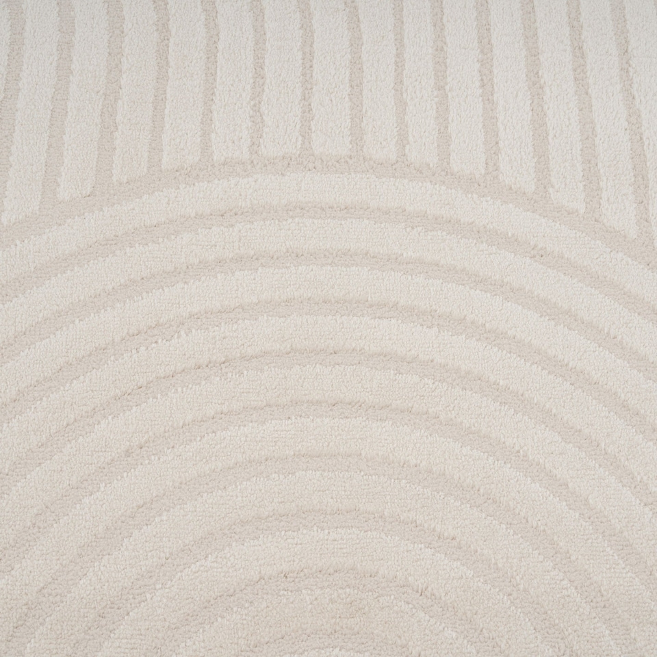 image 1 of KUKOON Retro Grooves Plush Pile Cream Beige Living Room Area Rug 200cm x 290cm
