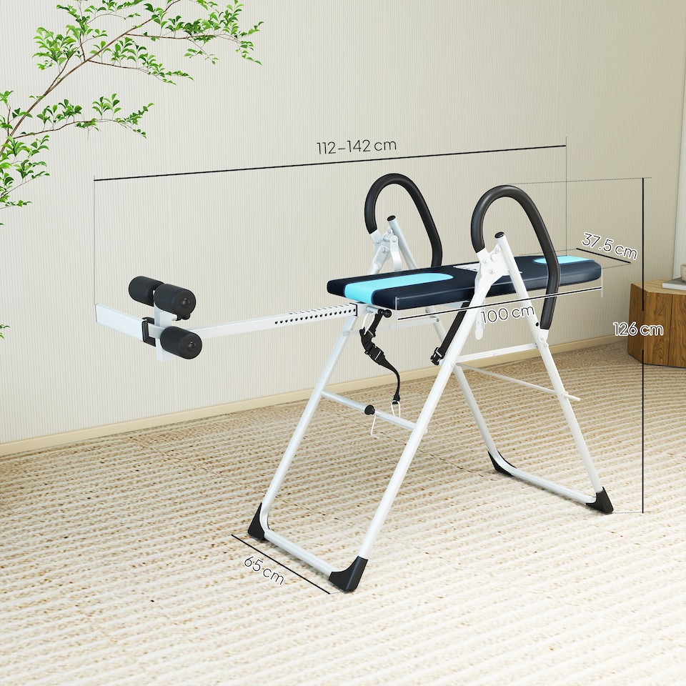 image 1 of HOMCOM Foldable Therapy Gravity Inversion Table AB Exercise Bench Home Fitness