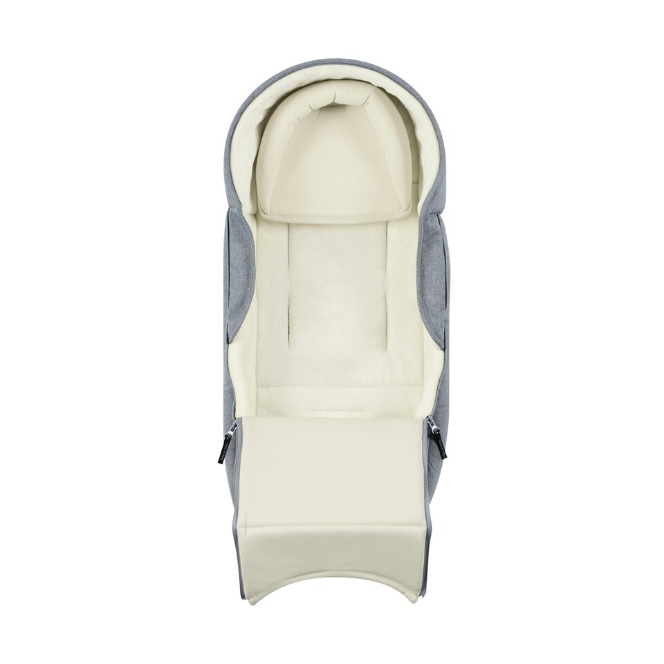 image 1 of Newborn Cocoon 2-in-1 Carrycot & Footmuff, Birth-6 Months, Universal Fit, Faux Fur Lining, Shower-resistant, Removable Head Support (Grey)