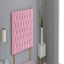 Pink Crush Velvet Chesterfield Crystal Button Headboard Cream | 4FT6 Double 20"inch Headboard